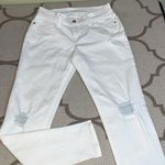 Old Navy  boyfriend skinny distressed patch knees white jeans, size 0 Photo 13