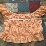 EXPRESS NWOT Orange Shimmer lines Ruffle Sleeve Crop Top Size XL Photo 7