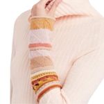 Free People  Women’s Size S Pale Peach Pink Mixed Up Cuff Thermal Turtleneck Top Photo 5