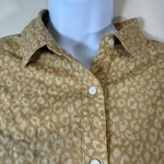 J. McLaughlin  Small Yellow Leopard Print Button Down Shirt Cotton Blend Stretch Photo 5