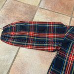 J.Crew  Stewart Tartan Red Scalloped Tie Neck Long Sleeve Blouse Photo 3