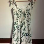 Monteau White and Green Botanical Tropical Print Sheath Mini Dress with Pockets Photo 4