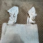 ASOS Cream Smocked Linen Cotton Ruffle Sleeveless Jumpsuit Wide Leg SZ 10 Luxury Photo 9