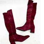 Stuart Weitzman  Gillian Knee High Suede Heeled Boots in Burgundy 6 Photo 1