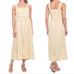 Rachel Zoe Yellow Striped 100% Linen Midi Shirt Dress Size 8 Photo 9