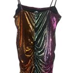 GIBIU Ruched Bodycon Dress Womens M Multicolor Holographic Metallic 90s Clubwear Pink Size M Photo 3