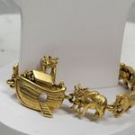 Vintage AJC Noahs Ark Bracelet 7" Gold Tone Animals Linked Metal Jewelry Photo 15