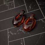 Vintage Clip On Earrings Dark Amber Tone Dangle Photo 5