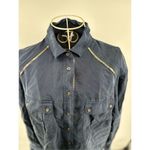 Free People  navy blue off campus metallic detail button down long sleeve size sm Photo 8