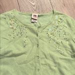 Faded Glory  Cardigan Sweater XL 16 18 Light Green Embroidery Sequins Vintage 90s Photo 1