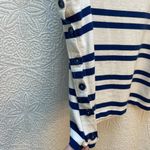 Anthropologie Maeve by  Sleeveless Top Women’s Blue Stripe Nautical Cowl Neck, Lg Photo 2