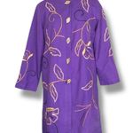 Vintage Indigo Moon Purple Embroidered Mandarin Collar Lightweight Floral Coat Size M Photo 9
