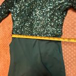 New York And Company Dark Green Sequin Long Sleeve Jumpsuit Christmas Holiday M Photo 8