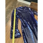 SELF PORTRAIT back cutout sequin long sleeve Open Back blue midi dress size 0 Photo 3