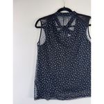 Coach Womens Top Black Star Print Sleeveless Tie Neck Blouse Silk Sheer Size 0 Photo 7