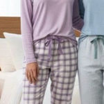 Macy's State of Day Women’s Pajama Pants Bundle Sz XS Plaid Lavender & Mint Stripe NWT Photo 0
