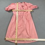 Pretty Garden Midi Dress Womens Small Pink Puff Sleeve Tie Neck Lyocell Cotton Photo 2