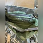 B. Makowsky Gold Metallic Leather Shoulder Bag Silver Photo 7