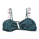 Bikini Top Dark Green White Floral Ruffle Size 4X Photo 0