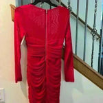 Bardot  Red Pippa Mesh Rose Mini Dress with Long Sleeve Photo 5