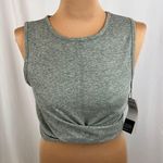 Zobha  Standard Melange Twist Front Yoga Crop Top in Balsam Green Heather Photo 0