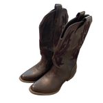 SheIn Womens Cowboy Boots Brown Western Faux Leather Embroidered Size 7 Photo 1