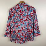 CHAPS Floral Button Down Shirt Large Red White Blue No Iron Cotton Patriotic Photo 3