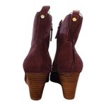 Violet & Red Jay Jay suede stacked heel wedge ankle fall booties burgundy Size 10 Photo 2