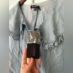 Dear John  Light Blue Ruffle Button Down Shirt Photo 2