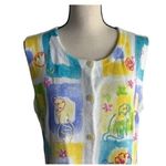 Susan Bristol NWT  Colorful Cat And Dog Knit Vest Size L Photo 5