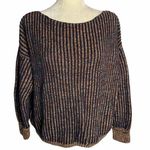 Colorful Blue Striped Knit Cropped Sweater 37PE Size M Photo 1