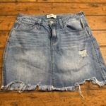 Mudd  Skirt Juniors‎ Sz 9 FLX Stretch Denim Mini Distressed Stretch Jean Raw Hem Photo 0
