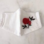 Rose Handmade Embroidered Pocket Filter Face Mask Photo 0