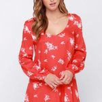 Billabong  Red Floral Long Sleeve Tunic Dress Photo 0