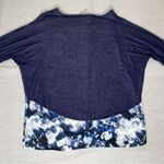 Dress Barn  | Navy & White Watercolor Print Baseball Tee Style Blouse | PM Photo 4