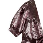 Love Shack Fancy  Pink Metallic Gabriella Lame Puff Sleeve Bow Mini Dress Size L Photo 3