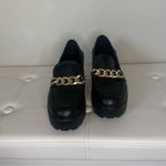 Nasty Gal  Black Faux Leather Chunky Loafer with Gold Thick Chain Size 8 Photo 4