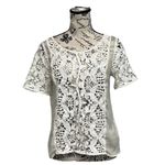 American Eagle  Sheer Crochet Lace Blouse Women’s M Boho Coastal Beach Ethereal Photo 1