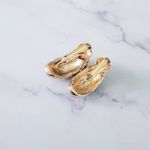 Vintage Clip On Earrings Curved Green & Gold Tone Stylish Striped Photo 6