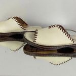 Born concept BORN White Leather Stitch Slide Sandals Photo 6