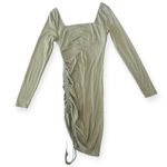 Forever 21  Sage Green Ruching Side Tie Long Sleeve Mini Dress Casual Size Small Photo 3