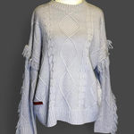 Simply Southern  Lilac Grey Cable Knit Fringe Sweater Size Large Photo 0