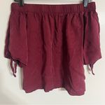 Miami Women’s‎  Off Shoulder Tie Sleeve Crop Top Burgundy Size XS Photo 0