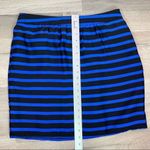 Dalia Collection Striped Pleat Front Pencil Skirt Royal Blue & Black 6 Photo 8