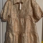 Olivaceous Gold Ruffle Dress Photo 0