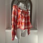 We The Free Free People Plaid Ruffle Top Long Sleeve Size L NWT $118.00 Photo 2