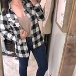 Burnside  black & white plaid flannel button down shirt size small Photo 1