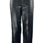 A New Day Women's Black Croc Faux Leather Vegan Wide Leg Trousers Pants Size 8 Photo 0