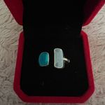 Elegant Adjustable Gold Ring with Blue and White Stones Size 7 Photo 0