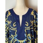 J. McLaughlin Shirt Women XL Blue Gold Chain Catalina Cloth Tunic Top Preppy Photo 6
